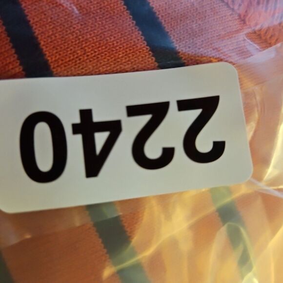 Talbots Women's Sz Med Pink Coral Blue Stripe Vneck Sweater 3/4 sleeve - Picture 9 of 10